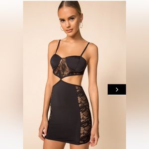 Black lace cut out dress